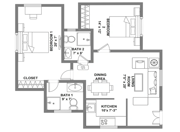 4 BHK floor plan